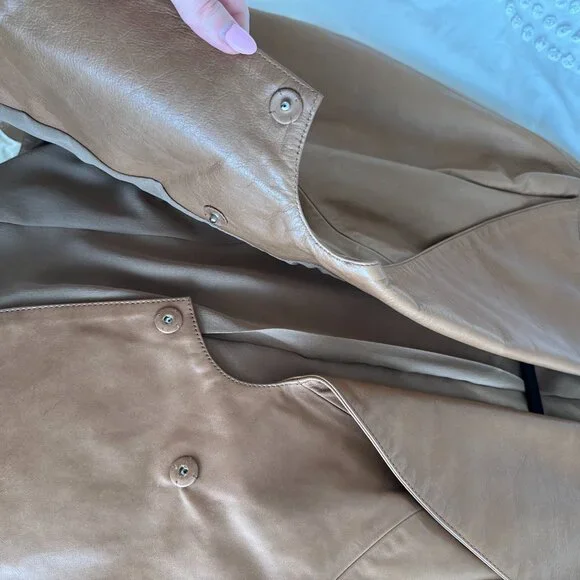 Fendi Vera Pelle Leather Jacket Brown Sz 42 Shawl Collar Snap Closure